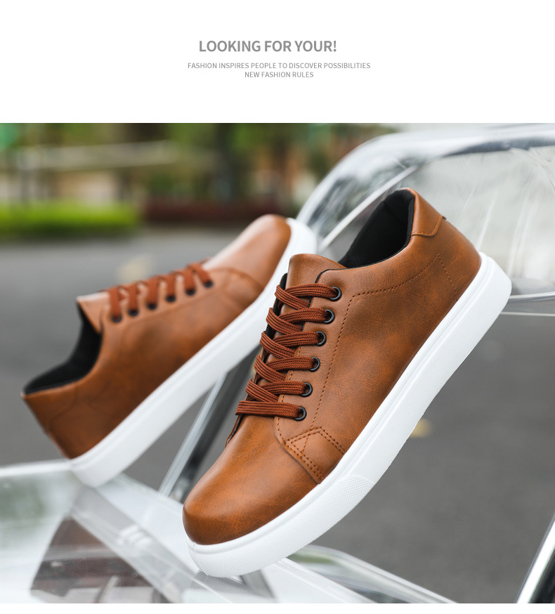 Men's PU Leather Lace-Up Non-Slip Casual Shoes detail 10