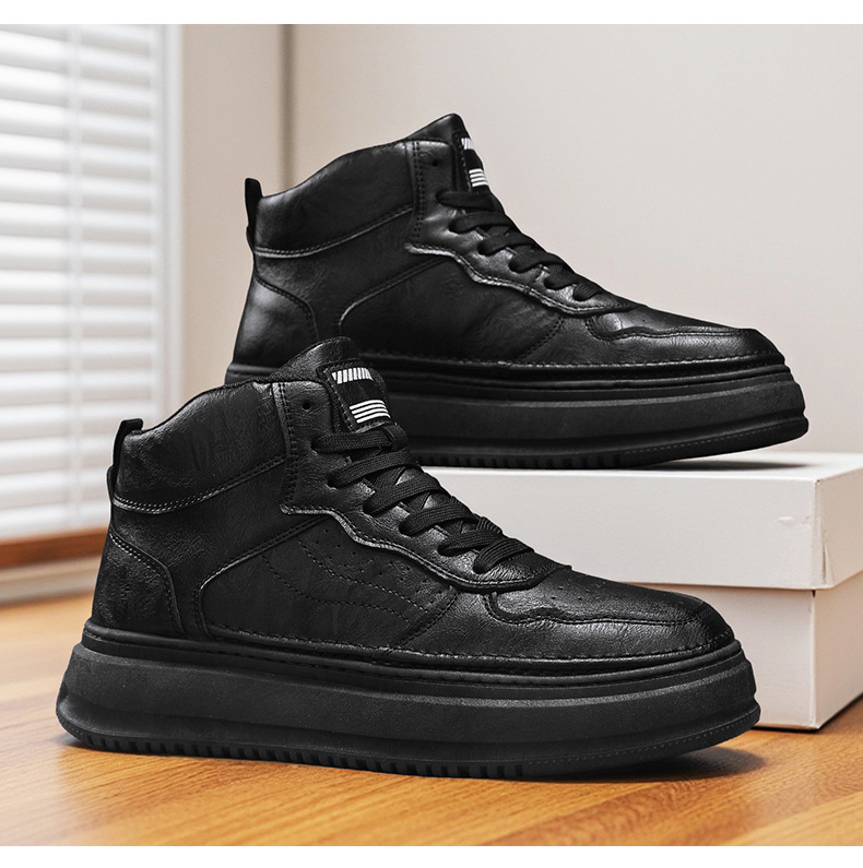 Herren Plateau-Freizeitschuhe zum Schnüren aus PU-Leder detail 5