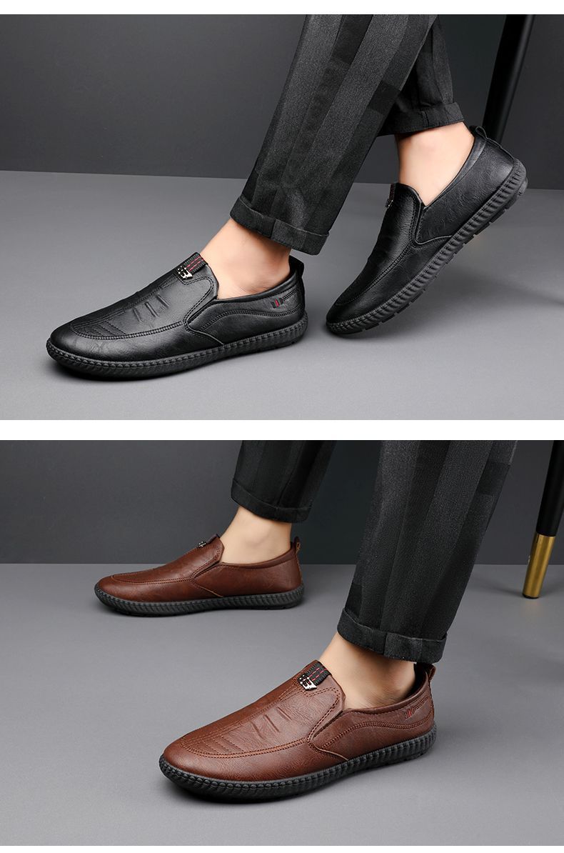 Bequeme Slip-On Freizeitschuhe für Herren aus PU-Leder mit weicher Sohle detail 2