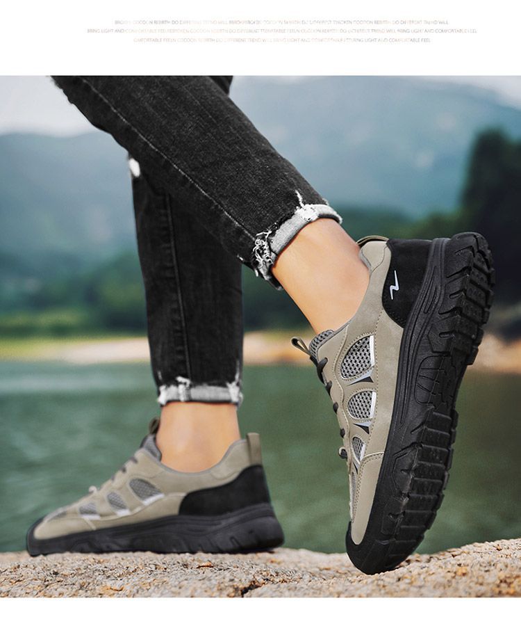 Zapatos casuales de exterior para hombre con malla transpirable y cordones detail 6