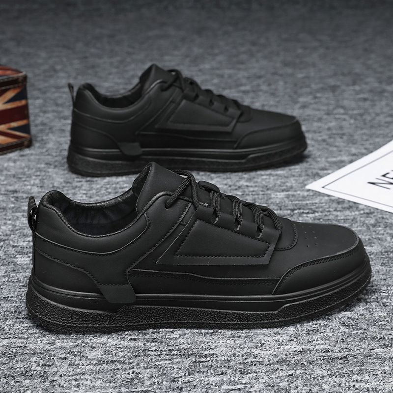 Einfarbige Schnür-Freizeitschuhe aus PU-Leder für Herren 5