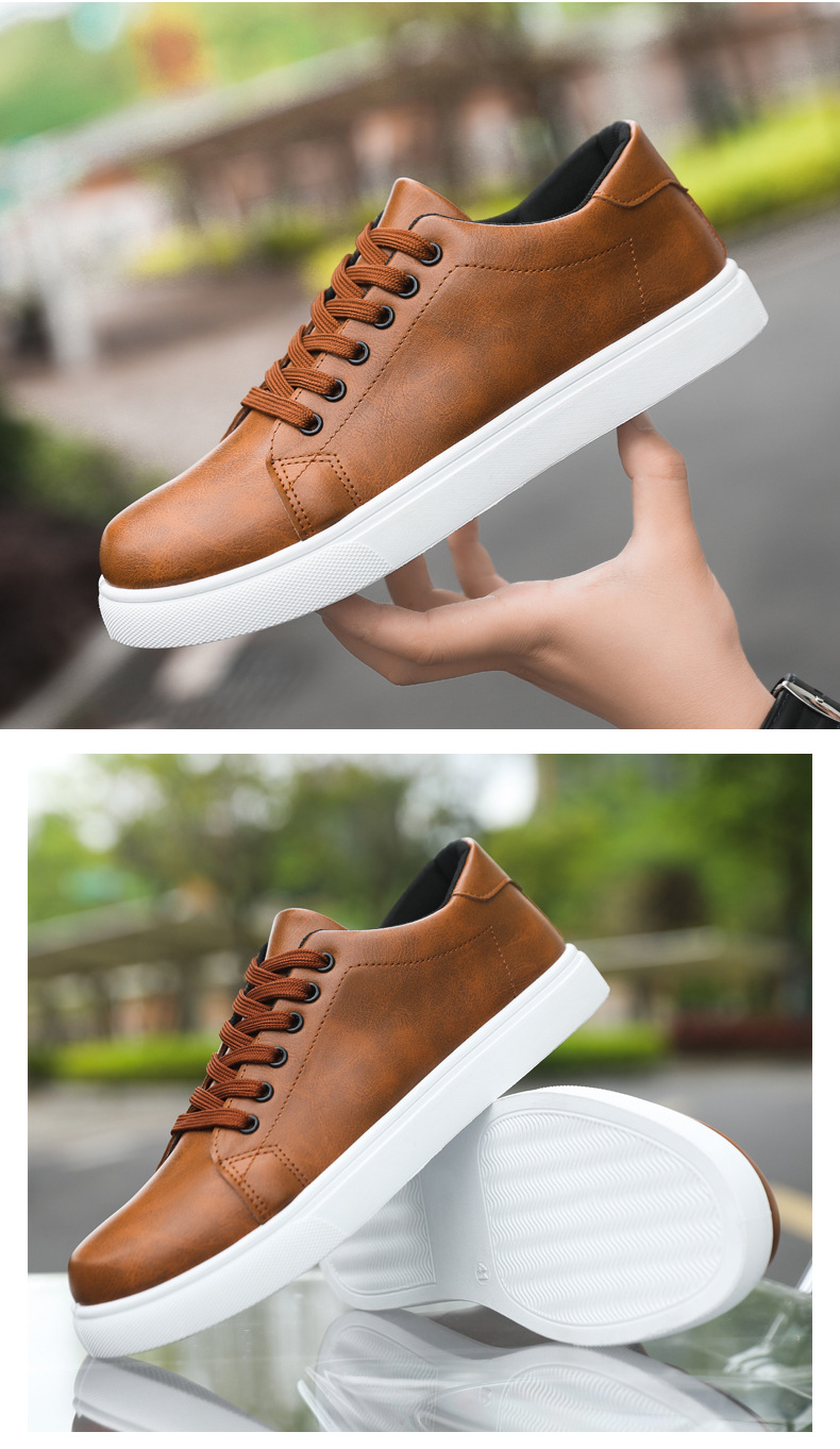 Men's PU Leather Lace-Up Non-Slip Casual Shoes detail 9