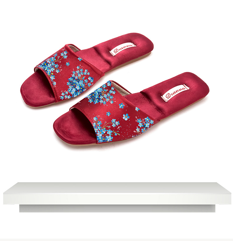 Pantofole da donna floreali a punta aperta con suola ammortizzata detail 3
