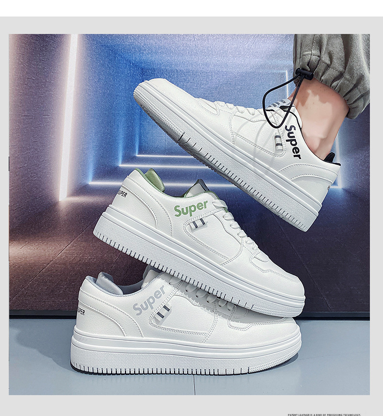 Lage vetersneakers voor heren van PU-leer detail 1