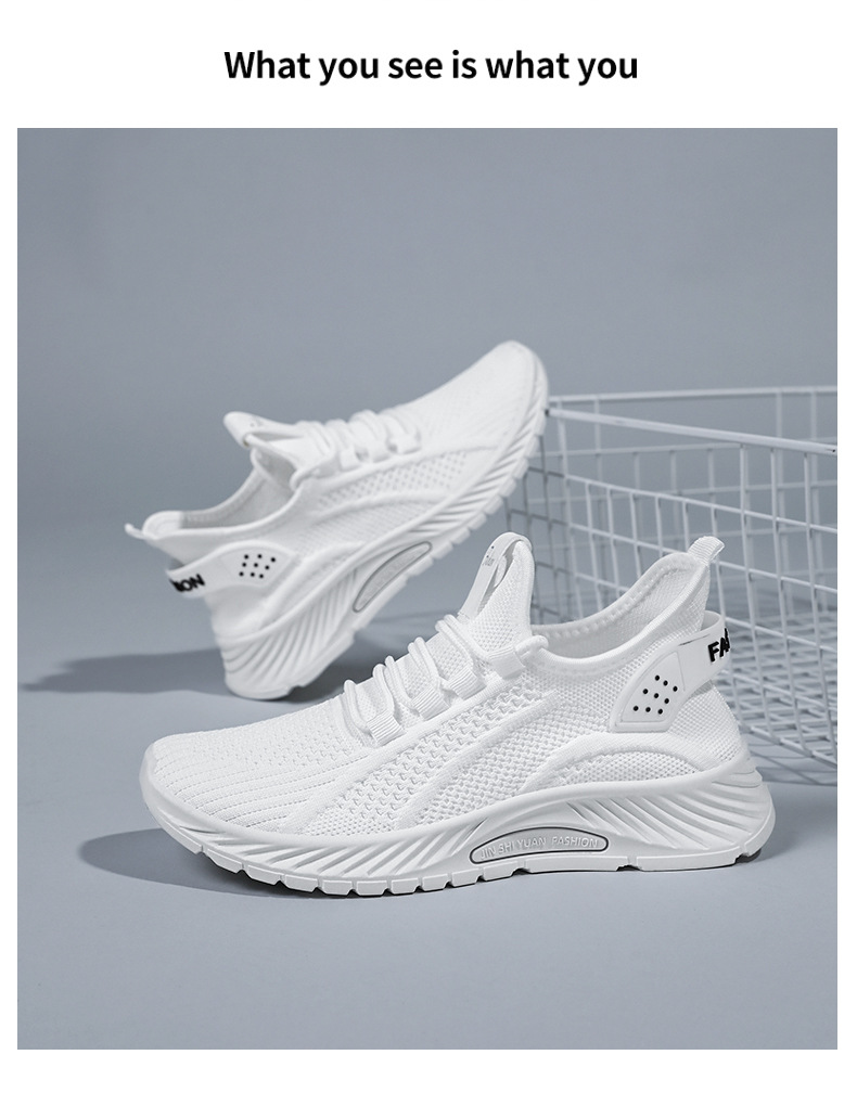 Women's Breathable Knit Lace-Up Running Shoes detail 4