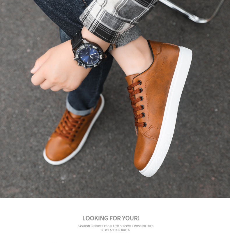 Men's PU Leather Lace-Up Non-Slip Casual Shoes detail 5