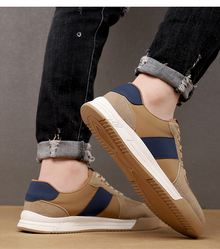 Men's Colorblock Leather Lace-Up Casual Shoes detail 4