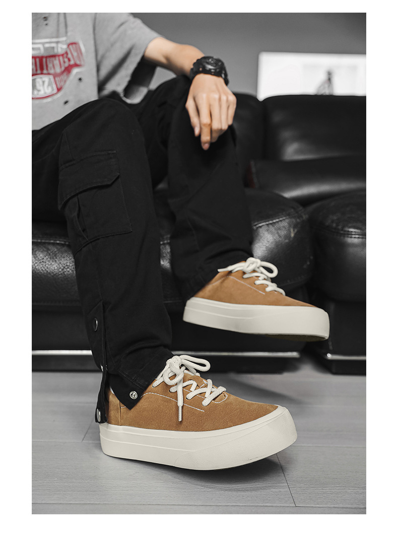 Herren-Freizeitschuhe aus Wildleder mit Plateausohle und Schnürung detail 5
