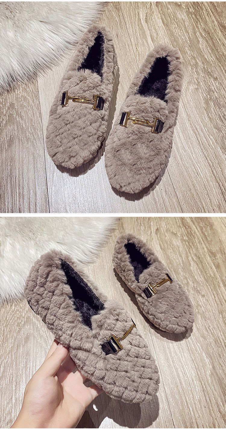 Warme flache Plüsch-Slipper für Damen im Loafer-Stil detail 4