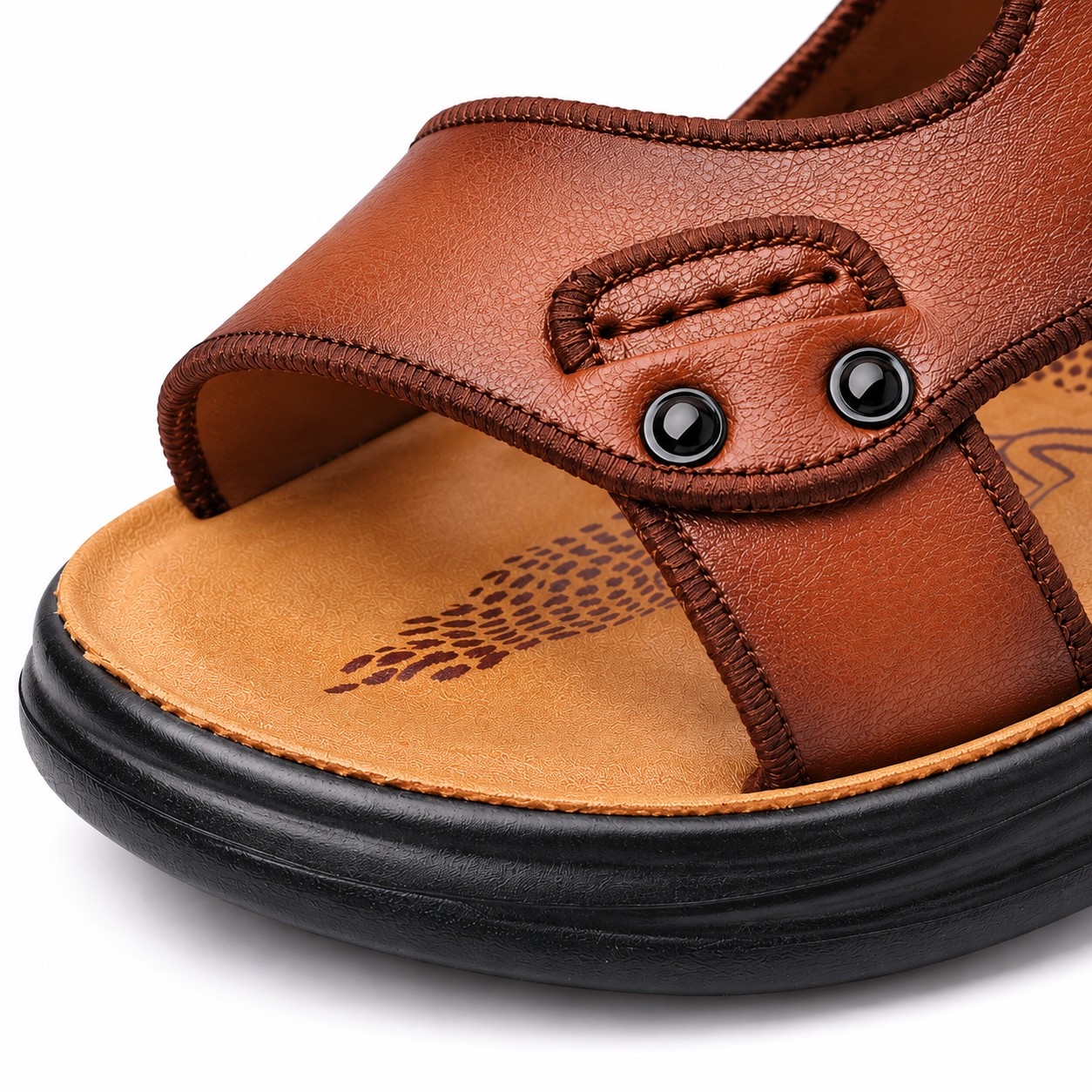 Men's Full-Grain Leather Cushioned Slingback Sandals 8