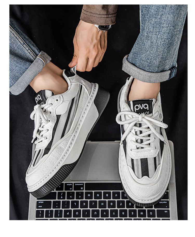 Herren Plateau-Sneaker zum Schnüren mit Streifen detail 6