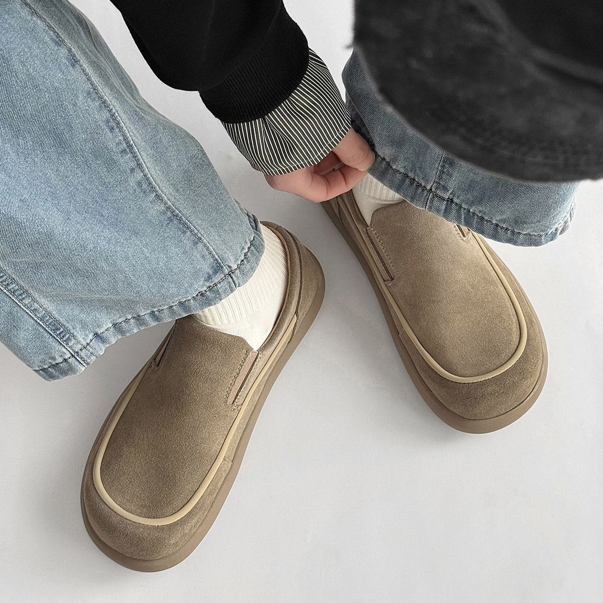 Casual slip-on herenschoenen van suède detail 12