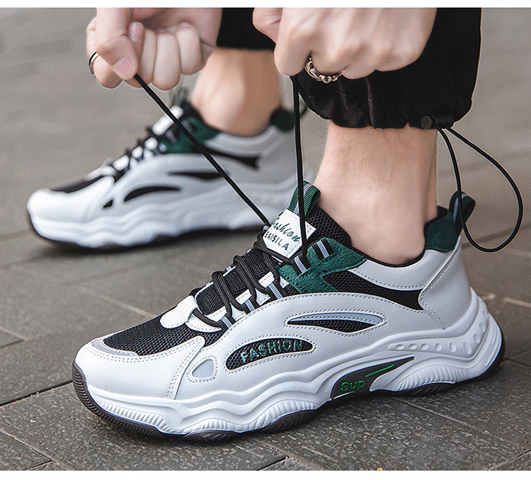 Men's Breathable Colorblock Lace-Up Casual Shoes detail 4