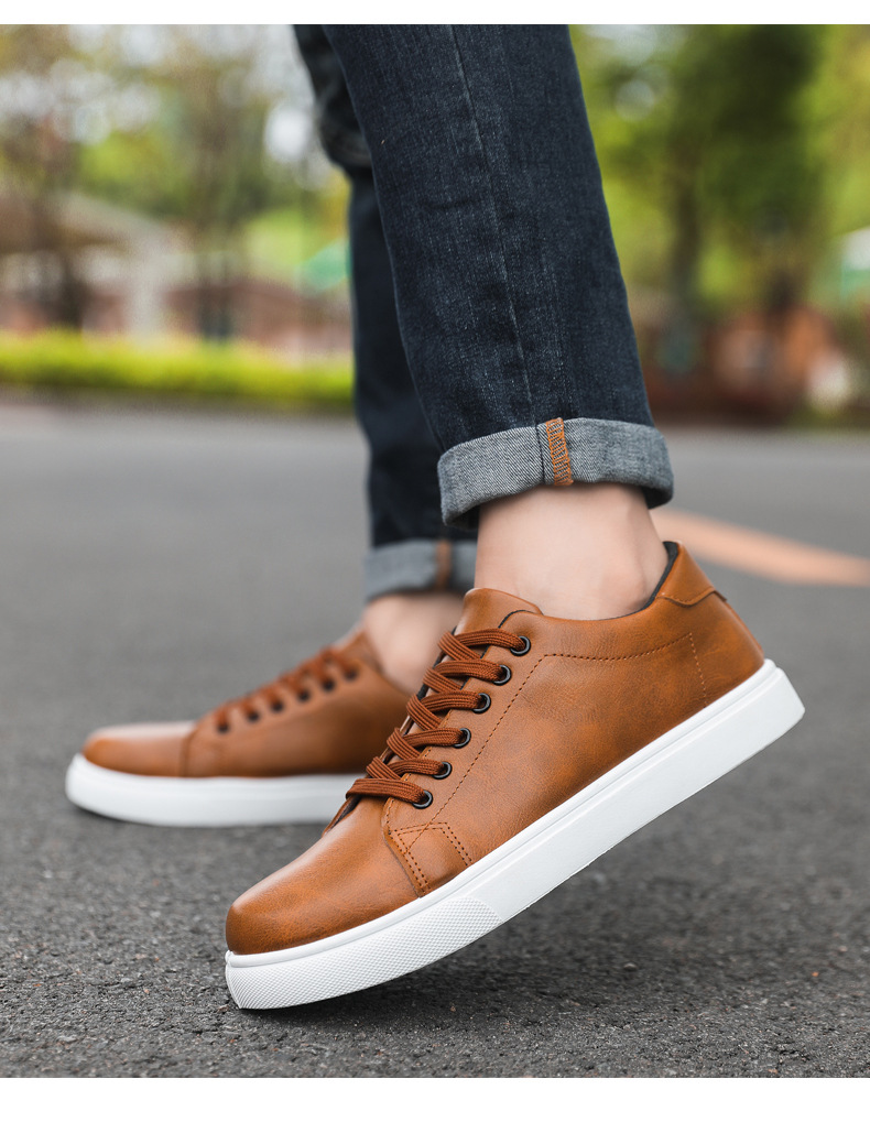 Men's PU Leather Lace-Up Non-Slip Casual Shoes detail 7