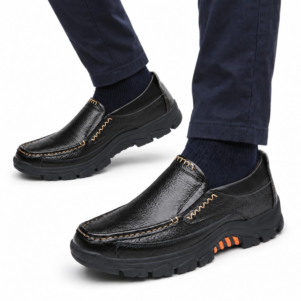 Men's Full-Grain Leather Lug-Sole Casual Shoes 1