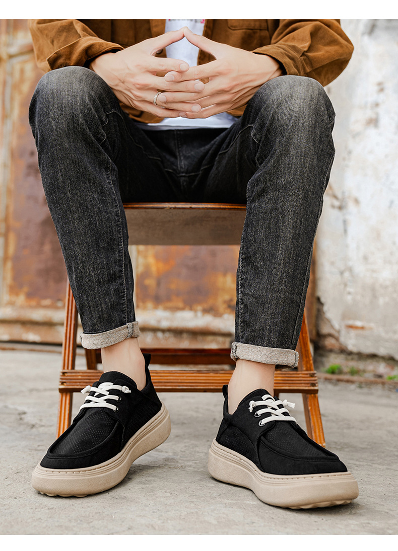 Gedämpfte Plateau-Freizeitschuhe für Herren mit Schnürung detail 4