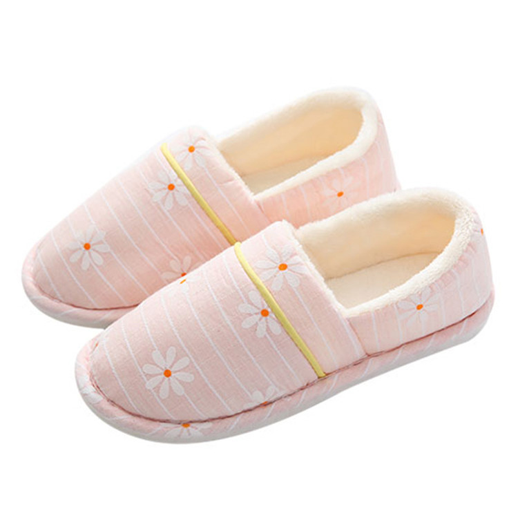 Pantofole da donna a fiori con caldo peluche e suola morbida 6