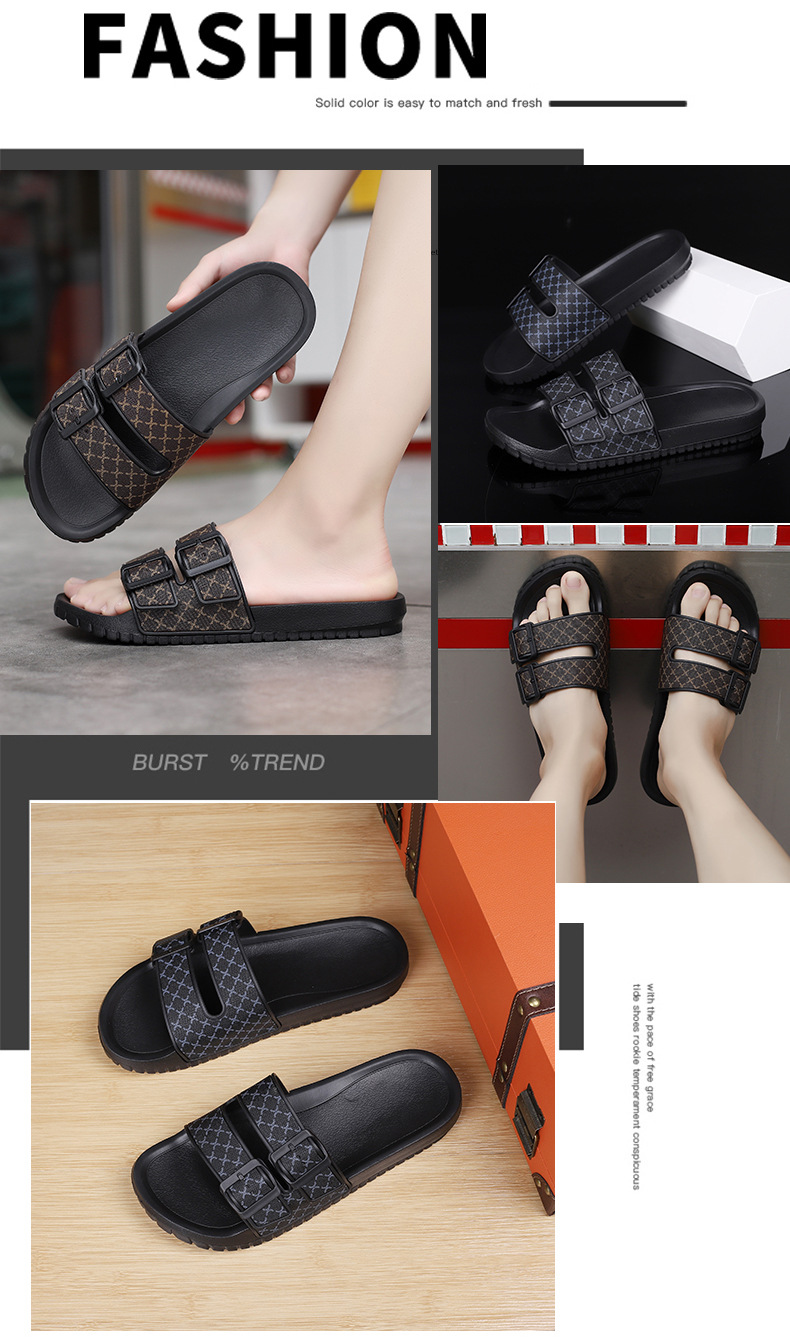 Casual heren slippers met open neus en dubbele gesp detail 2