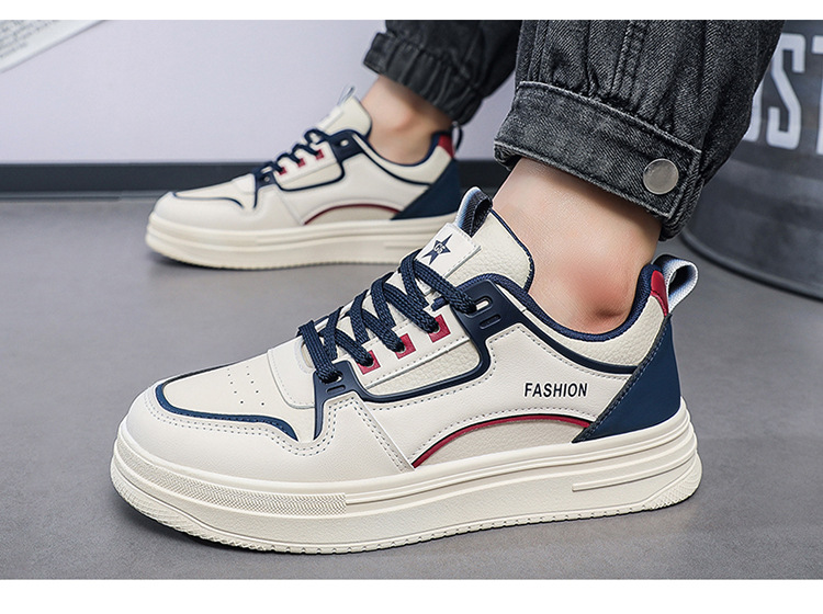 Men's Colorblock Lace-Up PU Leather Casual Shoes detail 7
