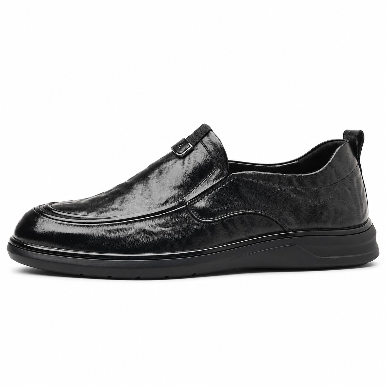 Men's Full-Grain Leather Cushioned Apron-Toe Casual Shoes