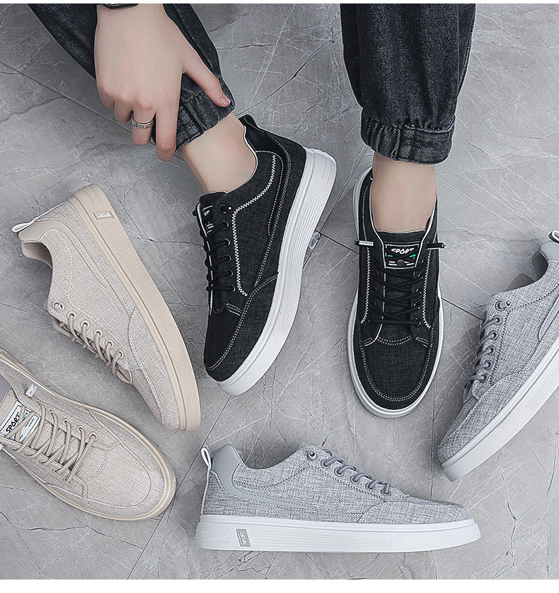 Scarpe casual stringate da uomo in tela traspirante detail 6