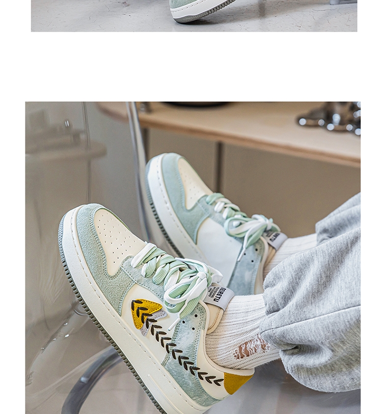 Scarpe da skate unisex traspiranti stringate con motivo color block detail 15
