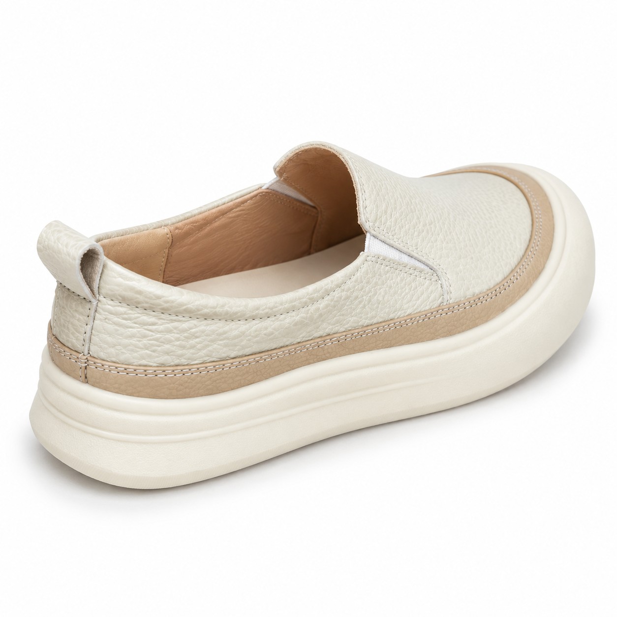 Women's Full-Grain Leather Platform Slip-On Casual Shoes 6
