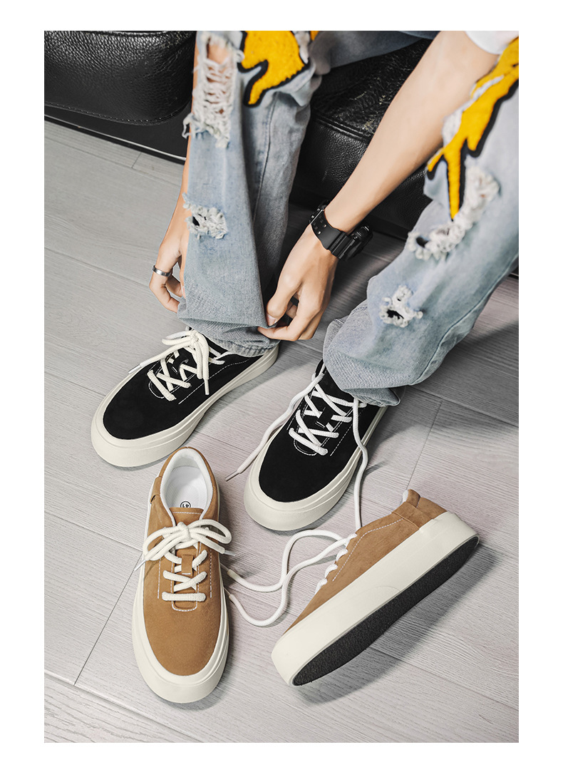 Unisex platform casual schoenen van suède met veters detail 2