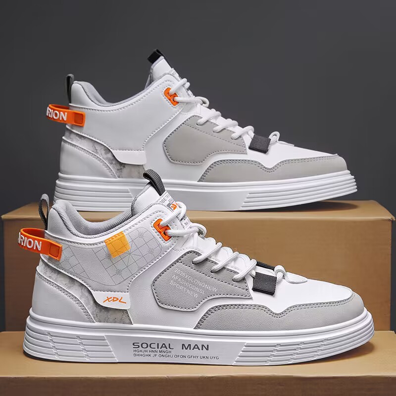 Men's Colorblock PU Leather Lace-Up Casual Shoes 5