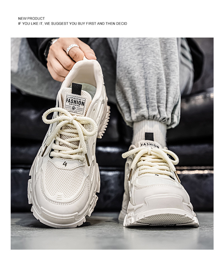 Atmungsaktive Herren-Freizeitschuhe mit Plateausohle und Schnürung detail 7