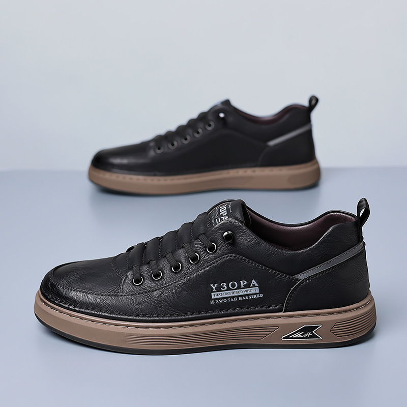 Men's Leather Lace-Up Low-Top Casual Shoes 4