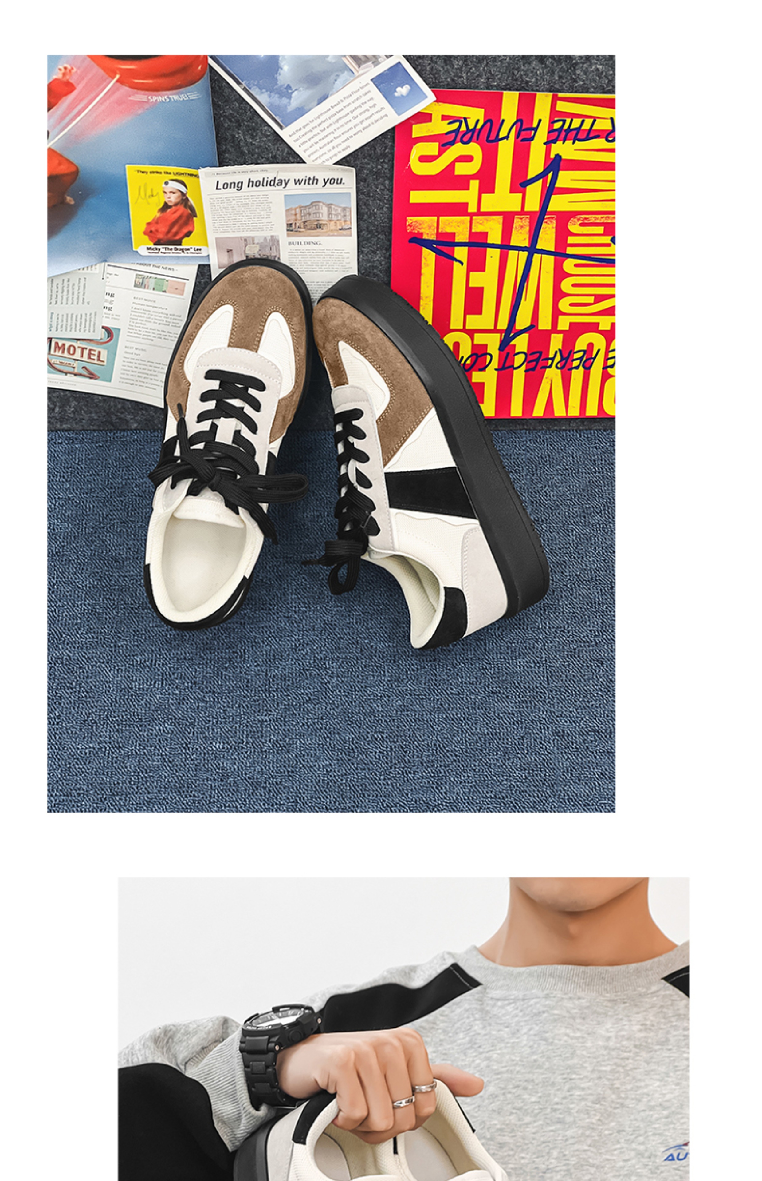 Chaussures casual à lacets respirantes pour homme au style color-block detail 11
