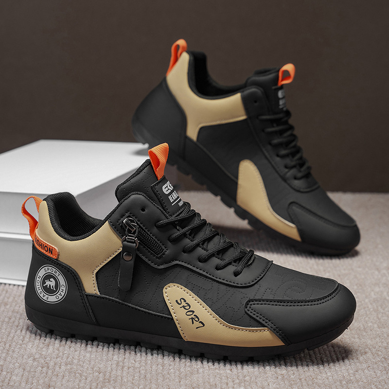 Scarpe casual da uomo stringate in ecopelle PU con design color block 5