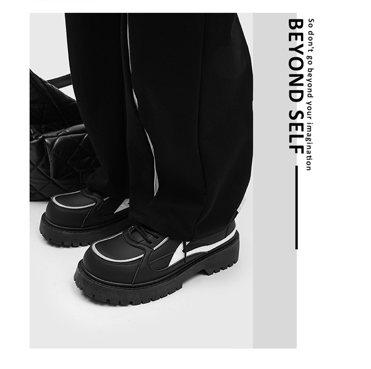 Chunky Plateau-Freizeitschuhe für Herren mit Schnürung aus PU-Leder detail 2