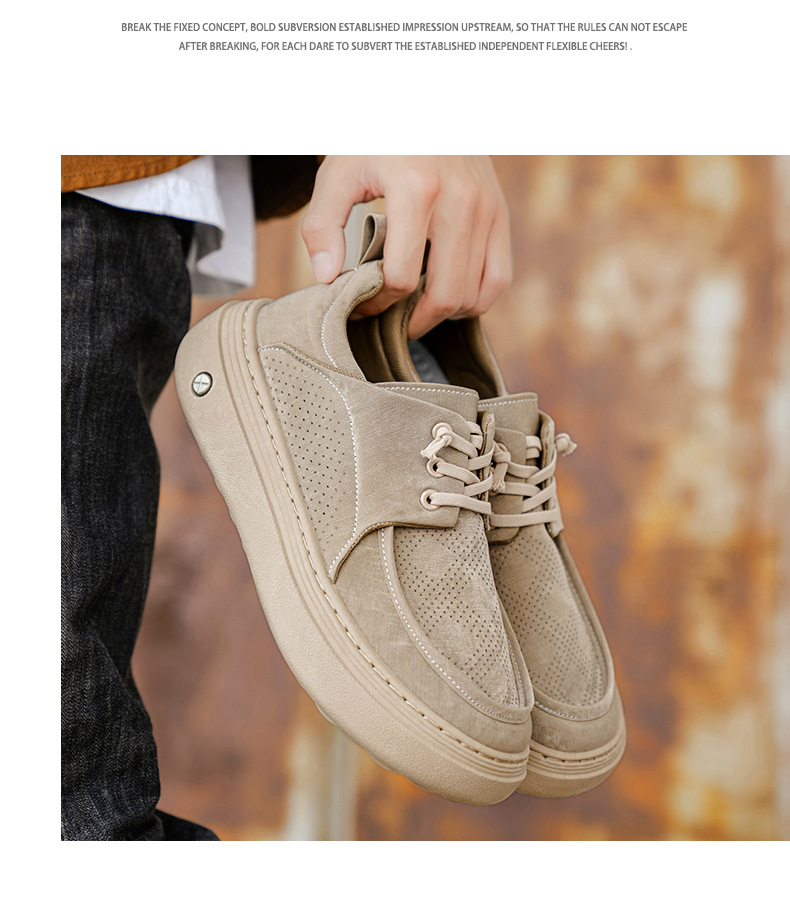Gedämpfte Plateau-Freizeitschuhe für Herren mit Schnürung detail 6