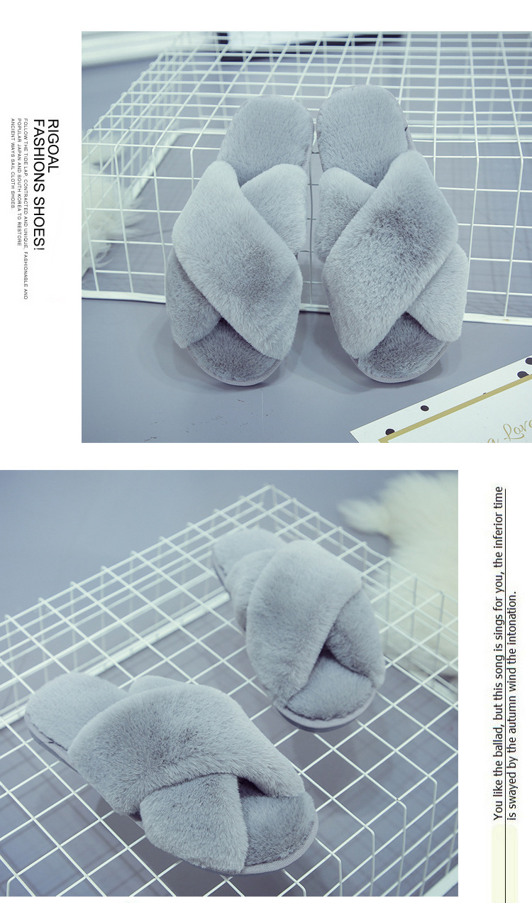 Chaussons douillets en peluche pour femme à bout ouvert detail 10