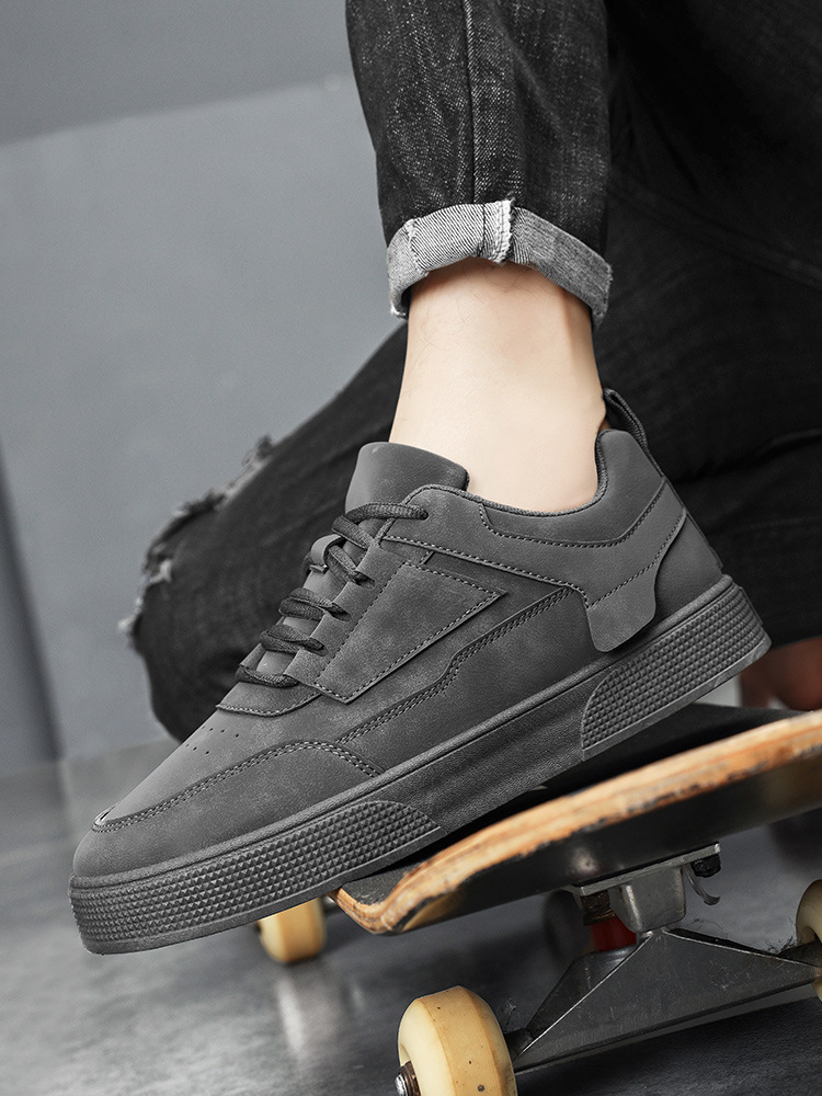 Einfarbige Herren-Freizeitschuhe aus PU-Leder zum Schnüren detail 4