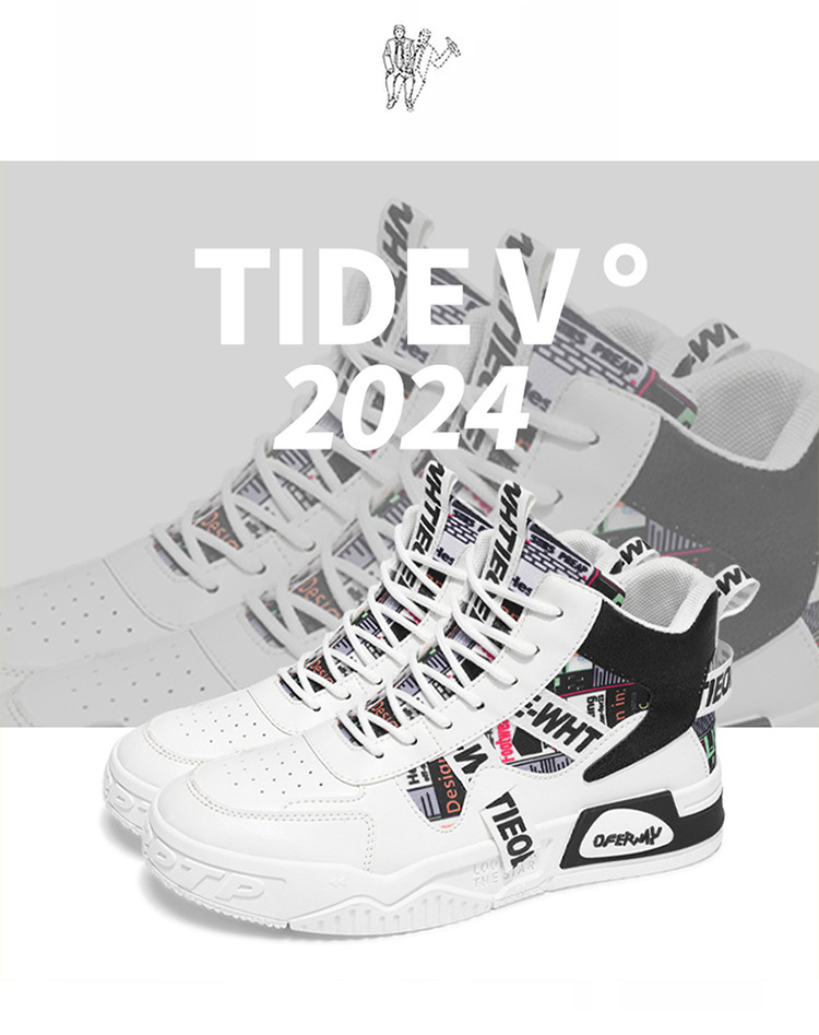 Sneakers alte da uomo stringate Scarpe casual da strada antiscivolo detail 2