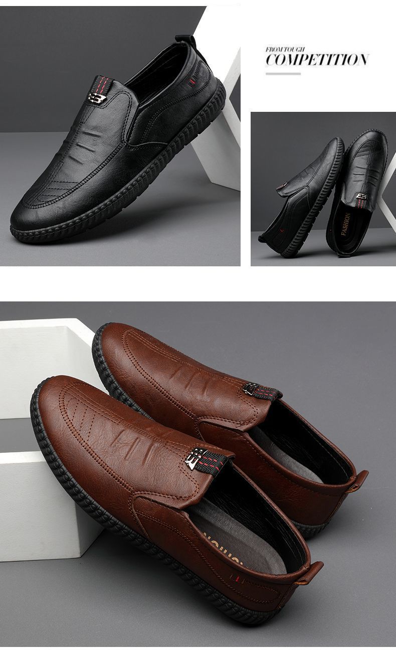 Bequeme Slip-On Freizeitschuhe für Herren aus PU-Leder mit weicher Sohle detail 1