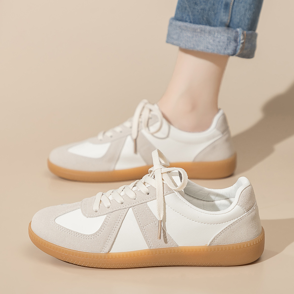 Unisex Vintage Colorblock Lace-Up Casual Shoes