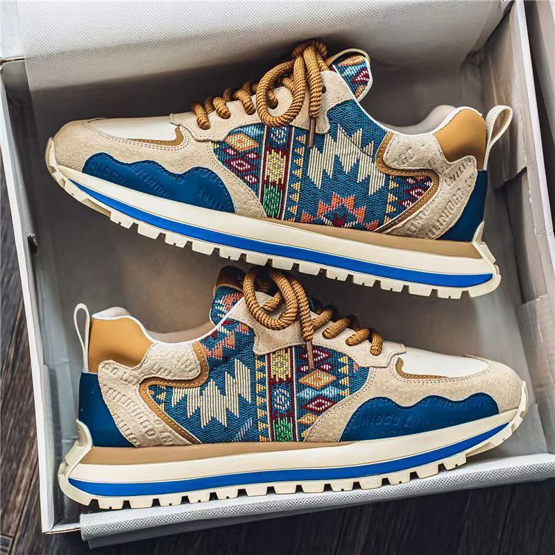 Vintage-Freizeitschuhe für Herren mit Ethno-Muster & Plateau