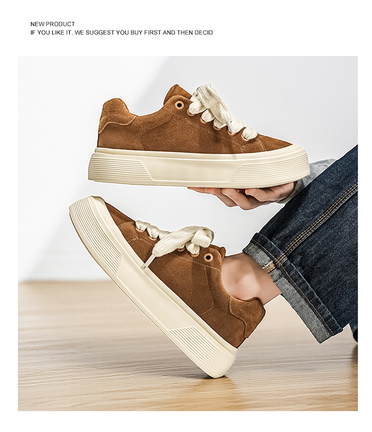 Unisex Plateau-Freizeitschuhe aus Wildleder mit Dämpfung und Schnürung detail 7