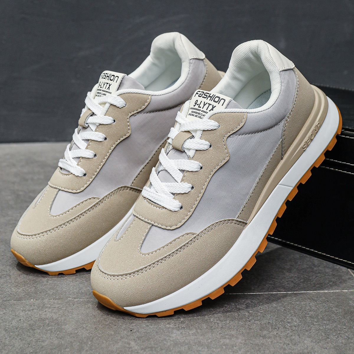 Scarpe casual stringate da uomo traspiranti in colorblock 3