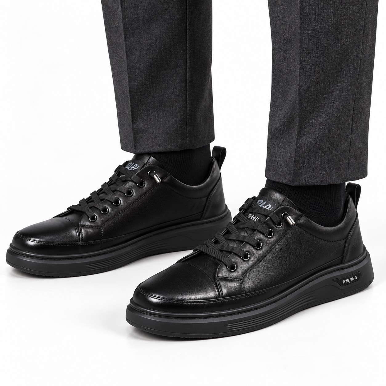 Men's Full-Grain Leather Cushioned Lace-Up Casual Shoes 2