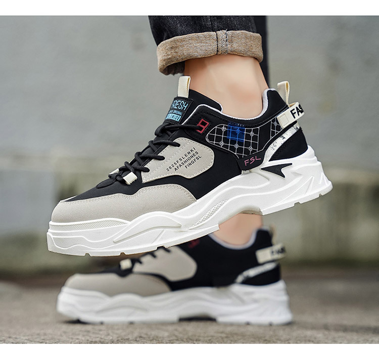 Scarpe casual da uomo stringate con plateau spesso e motivo colorblock detail 6