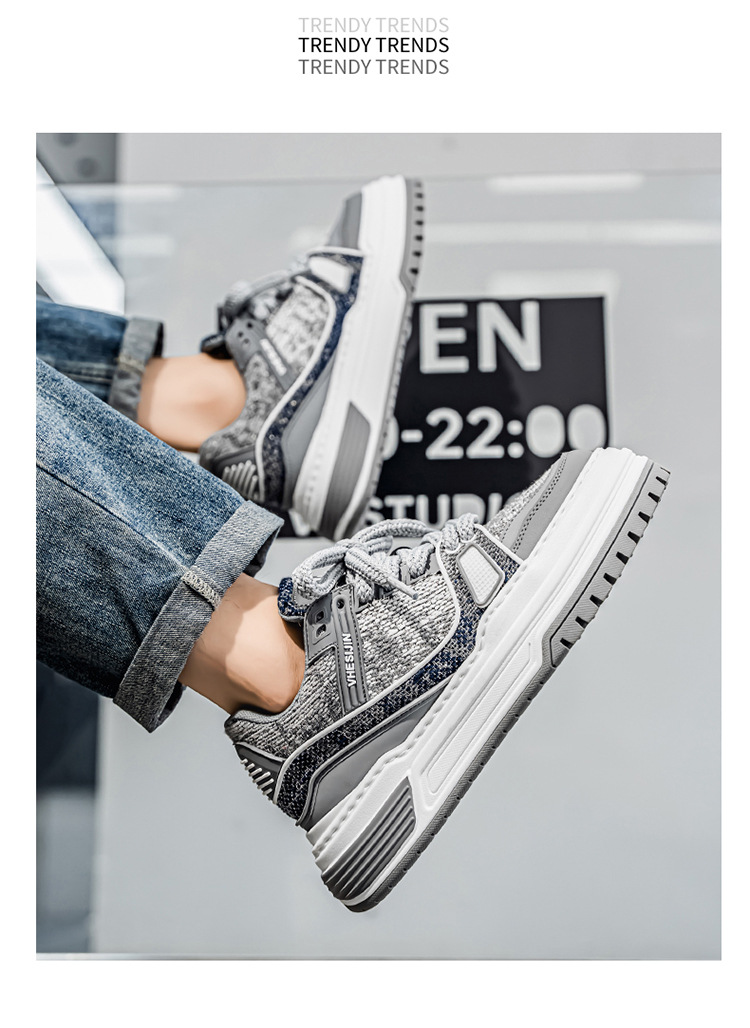 Chunky casual schoenen voor heren van canvas met plateauzool en colorblock detail 6