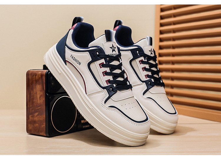 Men's Colorblock Lace-Up PU Leather Casual Shoes detail 10