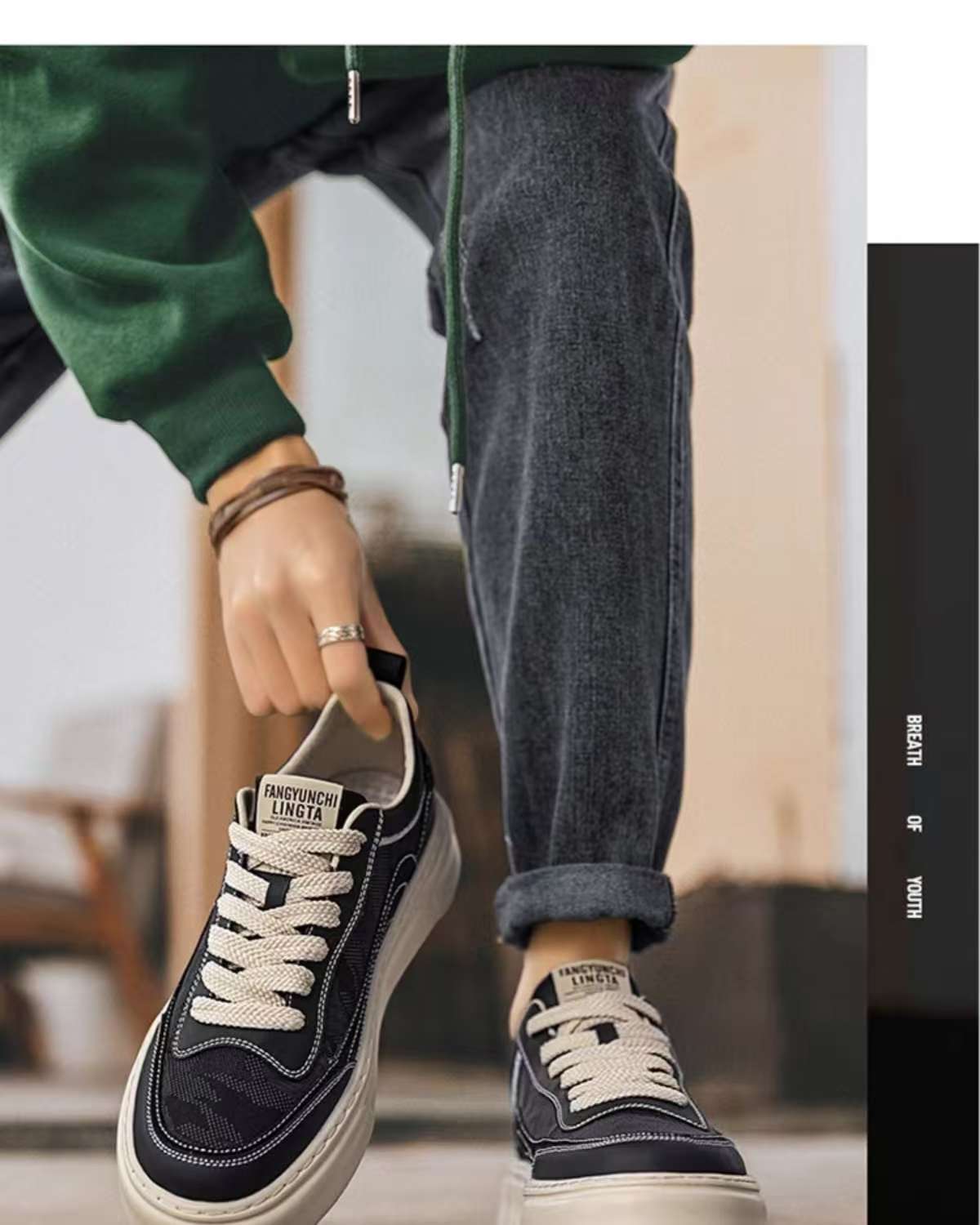 Scarpe casual da uomo stringate e traspiranti con plateau detail 16
