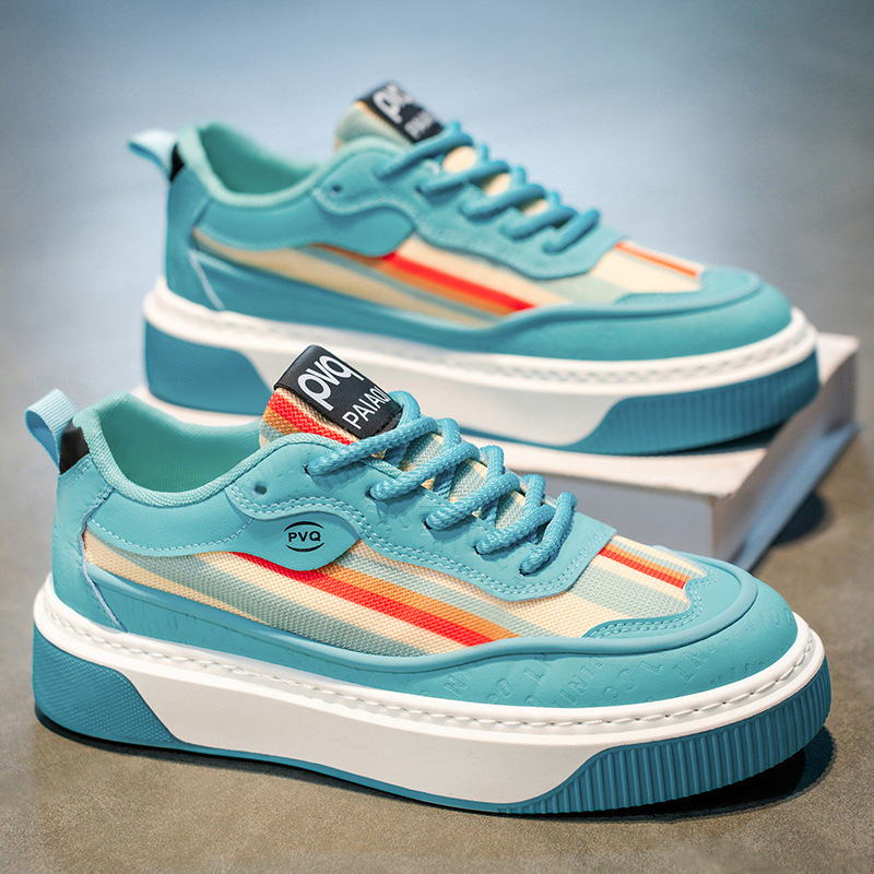 Gepolsterte Colorblock Plateau-Freizeitschuhe für Herren mit Schnürung