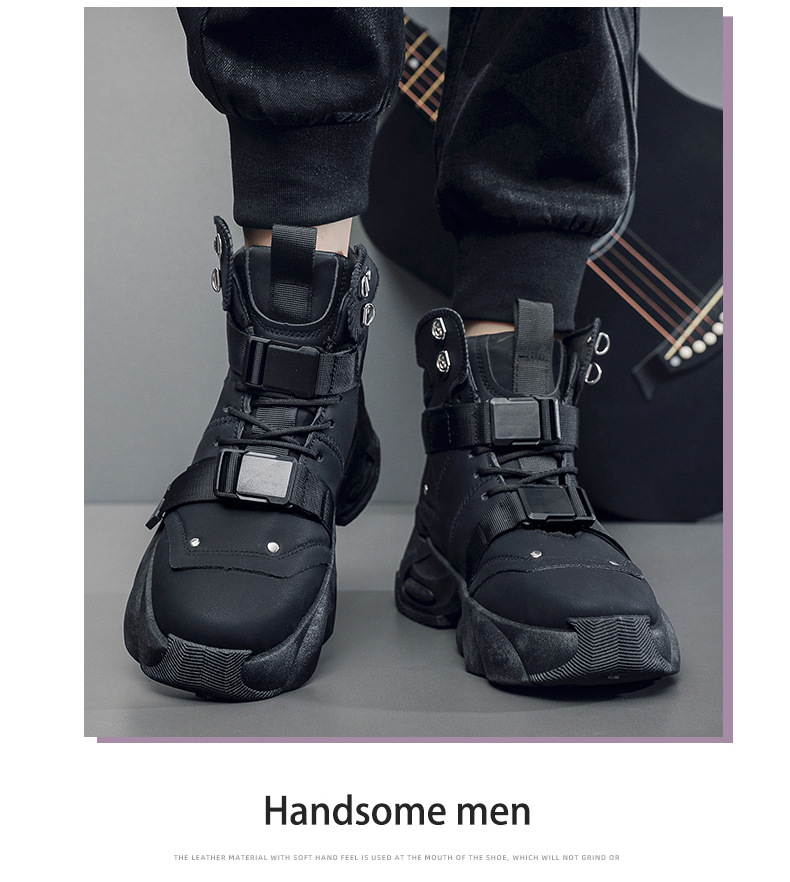 Gepolsterte High-Top-Freizeitschuhe für Herren mit Schnallen detail 3